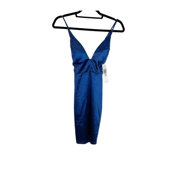 NEW Jump Apparel Deep V Plunge Neck Mini Prom Dress Royal Blue Size 1/2 / XS - Picture 3 of 10